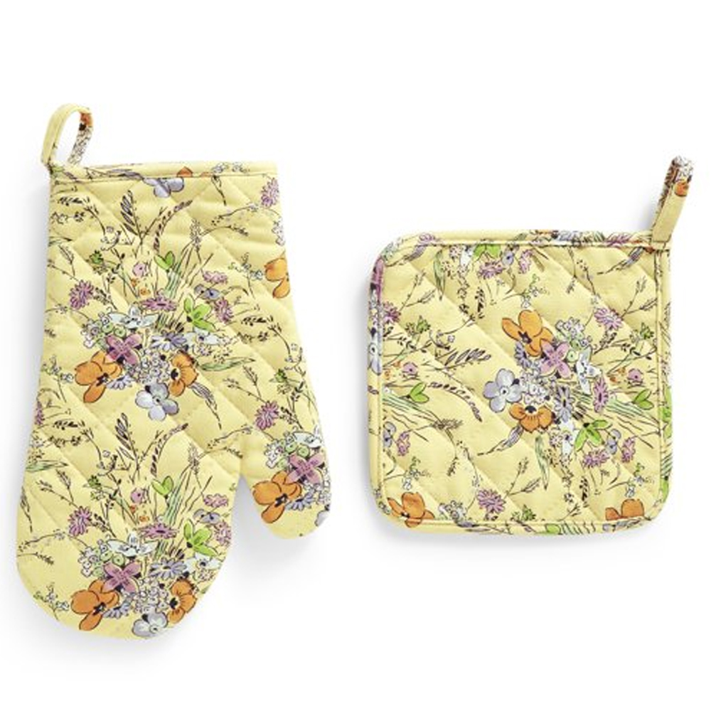 Vera Bradley Women’s Cotton Pot Holder & Oven Mitt Set Sunlit Garden ...